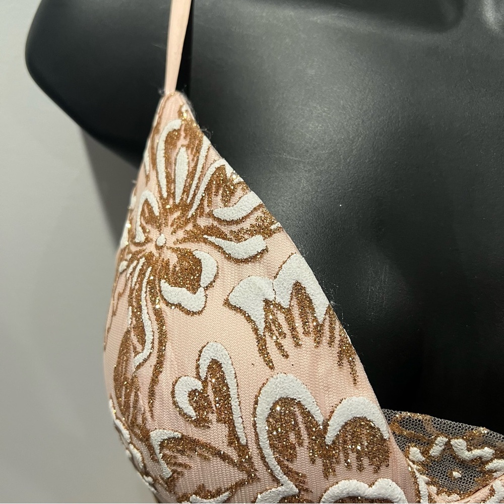 J'ADORE EVENING Blush Pink, White, Gold Evening Grad Prom Dress Floral Size 6 - Picture 8 of 16